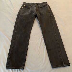 Levis 505 Jeans Mens 32x30‎ Gray Charcoal Wash Straight Leg Denim Regular Fit